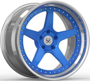 ブルー3ピース鍛造ホイールリム