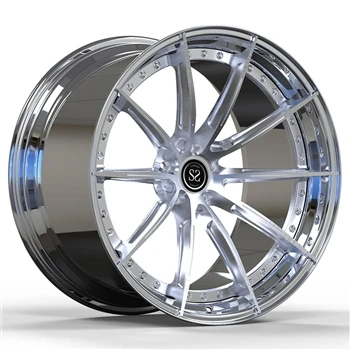 21X10.5 5 X112 ボルト パターン ポリッシュ バレルとクリア ブラッシュ ディスク 2-PC 鍛造アルミニウム合金リム