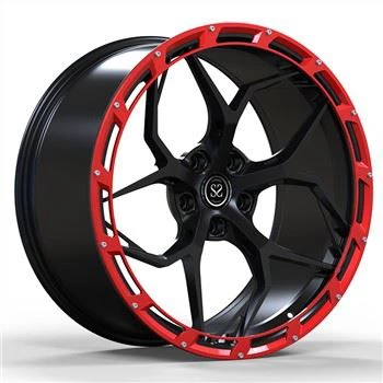 SSJK1025サテンブラック鍛造モノブロックリム、レッドサークル5x112 192021および22インチがAuidR8に適合